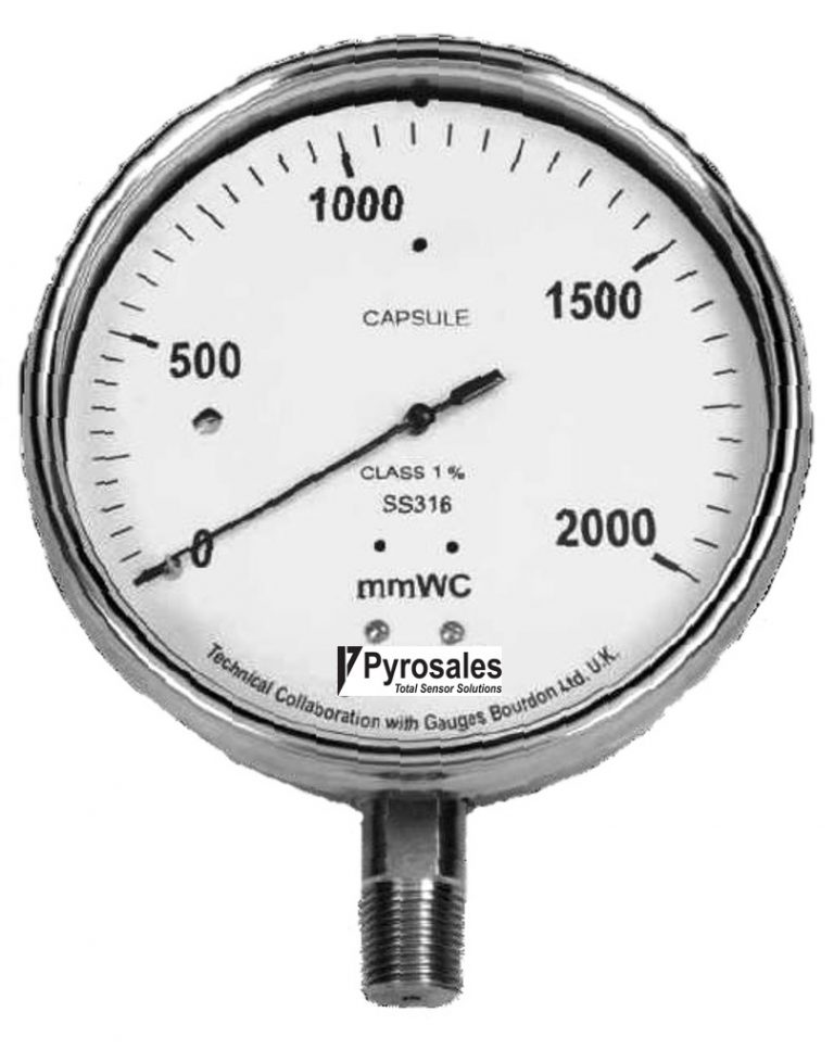 Capsule sensing pressure gauge