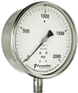 Safety pattern solid front pressure gauge