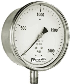 Safety pattern solid front pressure gauge