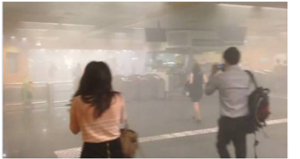 Newton Underground Station. Cable overloaded and caught fire