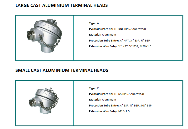 Large and Small Cast Aluminum Terminal Heads
