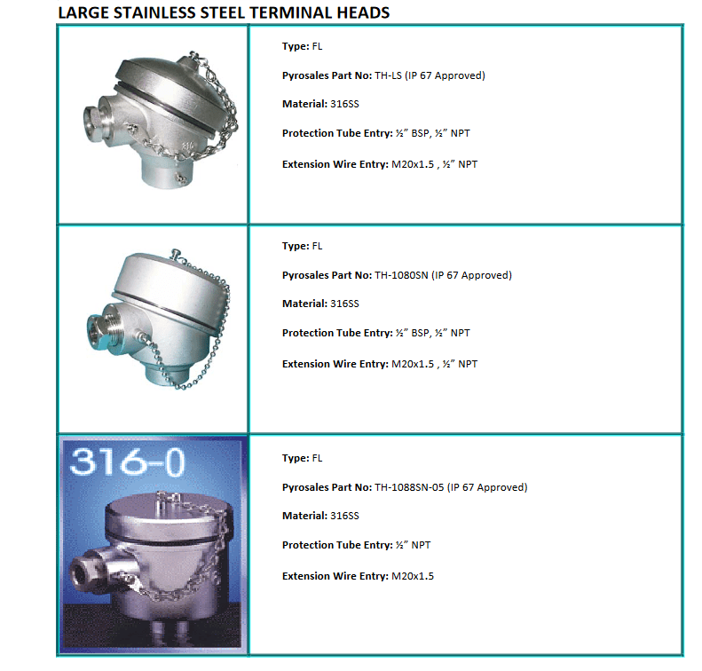 Large Stainless Steel Terminal Heads